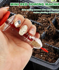 7 Piece Mini Seed Spreader Tool Set For Precise Seed Dispensing And Easy Garden Planting handheld seed dispenser being used over soil
