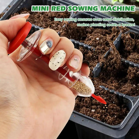 Mini Seed Spreader Set With Gloves 6 Piece Handheld Seed Sower Kit including dibber and trowel for tiny seeds in hand