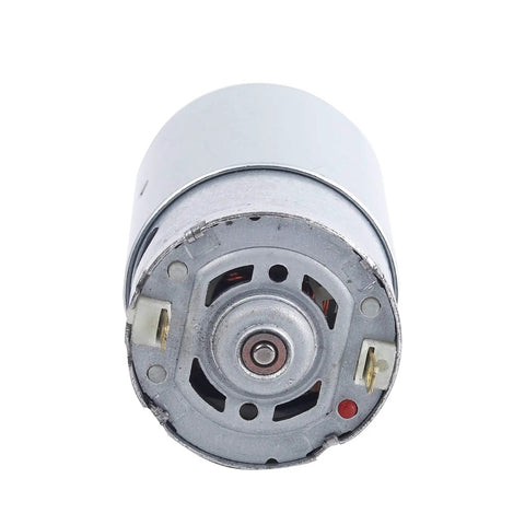 Close-up of RS570 12V high-speed motor from 2 Pack RS570 12V High Speed Motor For Kids Ride On Cars with gearbox.
