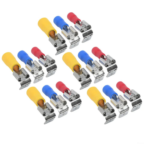 Super Cool Piggyback Spade Connectors For Quick 1 To 2 Wire Splits Easy Heat Shrink Terminals Waterproof Adhesive Line Fit 22 To 10 AWG, red blue yellow set