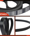 Beefed Up 84 Inch Serpentine Drive Belt Compatible With Honda Accord Pilot Odyssey MDX Ridgeline TL Crosstour ZDX RL Acura And Mercedes Benz Vehicles Including E350 GLK350 ML350 close-up showing EPDM material and size
