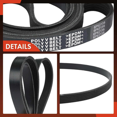 Beefed Up 84 Inch Serpentine Drive Belt Compatible With Honda Accord Pilot Odyssey MDX Ridgeline TL Crosstour ZDX RL Acura And Mercedes Benz Vehicles Including E350 GLK350 ML350 close-up showing EPDM material and size