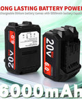 6Ah 20V Lithium Battery compatible with Skil tools, showcasing beefy power and long lasting runtime for outdoor equipment.