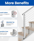 Slope Cable Railing Post 36 Inch For 25 To 40 Degree Slopes Brushed T304 Stainless Steel Cable Railing System showing features
