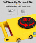 Heavy Duty Machinery Moving Skate Dolly With 360 Degree Swivel And Non Slip Pads, 13200 Lb Capacity, close-up of 360° disc