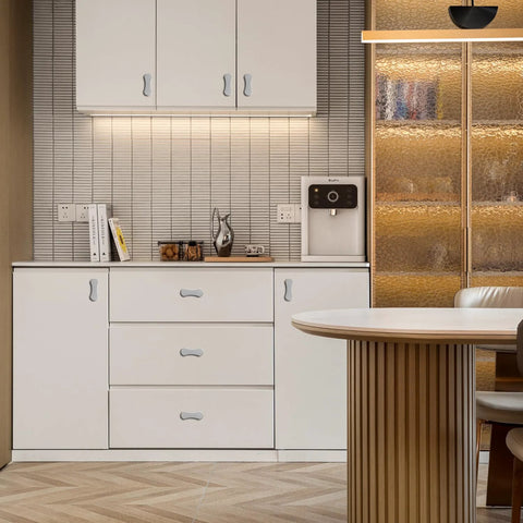 Modern kitchen with 5 Pack Stick On Cabinet Handles And Drawer Pulls Three And One Quarter Inch Gray No Drill Self Adhesive