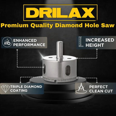 2 Inch Diamond Hole Saw For Tiles And Glass With 3/8 Inch Shank Pro Grade Ceramic Porcelain Granite Quartz Drill Bit 1-1/8 Inch Deep Cut