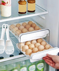 Large Capacity Egg Storage Box For Refrigerator With 2 Drawers, Clear Plastic Egg Holder Keeps Up To 32 Eggs Fresh In Fridge, Dustproof And Moistureproof Design With Air Vent Back For Better Freshness