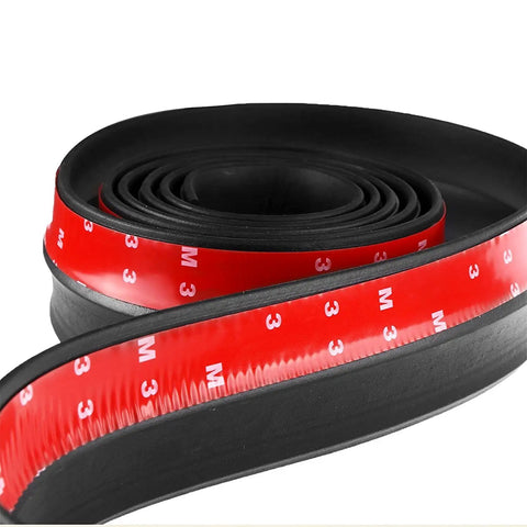 Universal Car Front Bumper Lip Spoiler Protector Rubber Skirt Guard 2.5M Long Black Flexible TPVC Material rolled view