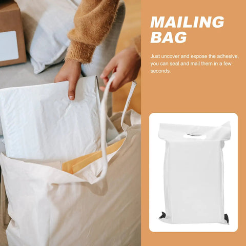 100 Pack White Poly Mailer Bags Thickened Lightweight Envelopes with Strong Adhesive Seal for Clothing Shipping and Small Business Mailers Leakproof Rainproof Quick Seal Design