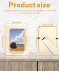Product size chart for 15-Pack Unfinished Wooden Picture Frames For 4X6 Photos, showing dimensions for photos and cards.