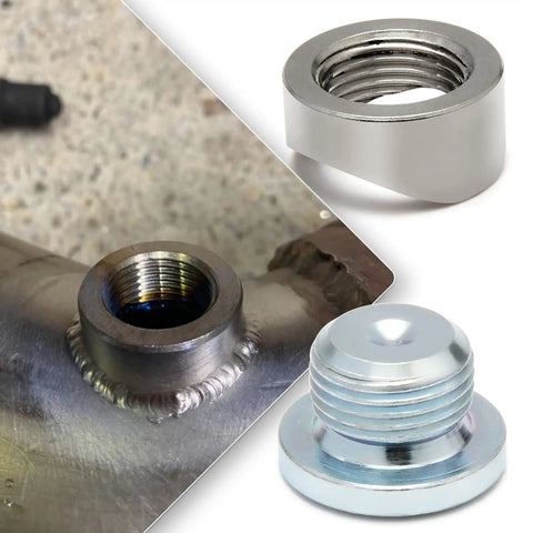 M18x1.5 Notched Style Weld Bung And Plugs Kit 304 Stainless Steel Bung for Easy Weld on automotive exhaust pipe