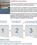 Installation instructions for Wired Magnetic Reed Door Contact Sensor with Two Wires for Normally Closed NC Applications on rolling door.