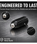 Close-up of Badass Hex Socket Spring Ball Plunger Set Screw Kit highlighting durable construction and precision thread design.