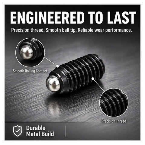 Close-up of Badass Hex Socket Spring Ball Plunger Set Screw Kit highlighting durable construction and precision thread design.