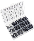 Unthreaded Metric Spacer Kit For M3 Screws 7mm OD 3.2mm ID Black ABS Round Spacers 12 Lengths From 2mm To 30mm, kit in plastic box