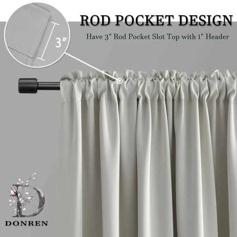 36 Inch Length Curtain Tiers For Loft And Kitchen Blackout Light Gray 2 Panels Each 42 Inch Wide 3 Inch Rod Pocket