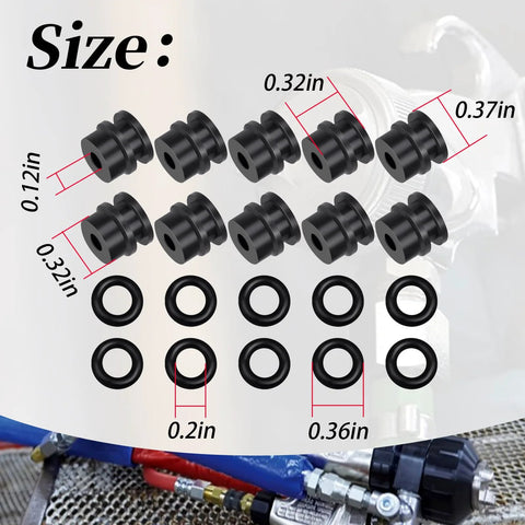 5-piece side seal kit for Fusion Air Purge AP spray gun; black rubber seals.