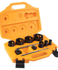 11-Piece Bi-Metal Hole Saw Kit With 7 Hole Saws From 3/4 To 2-1/2 In, Hex8 And Hex10 HSS Pilot Bits in orange case