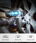 Using 20V Cordless Impact Wrench With Half Inch Chuck 450 Newton Meters Max Torque 4.0Ah Lithium Battery on car wheel
