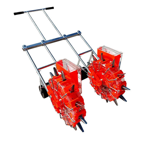 Manual Seed Spreader And Fertilizer Applicator For Garden Heavy Duty Walk Behind Push Seeder Planter with Double Row Capability