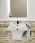 21 Inch Wall Mount Bathroom Sink With Space Saving Design, Easy Install Height Adjustment, And Durable Non Porous Scratch Resistant Ceramic