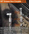 Grease gun kit with pistol-grip, 10000 PSI, 14 oz capacity, 18 in resin flex hose, quick-release and 90° couplers.