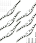 Six Pack Stainless Steel Marine Rope Cleats And Blinds Cord Cleats, Universal Boat Flagpole Hook With Twelve Mounting Screws
