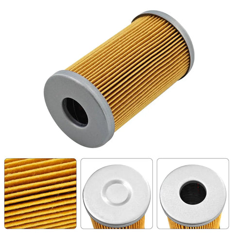 Maintenance Filter Kit For Tractors TC35A TC35D TC35DA TC40A TC40D TC40DA TC45A TC45DA With Outer And Inner Air Filters Oil Filter Hydraulic Filter Hydro Filter And Fuel Filter Replacement Parts, showing detailed fuel filter close-up with metal caps and pleated paper.