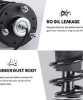 Close-up of 2 Piece Front Strut Shock Absorber With Magnetic Springs For 2015 To 2022 Escalade Tahoe Suburban Silverado Sierra 1500 Yukon XL Denali with no oil leakage and rubber dust boot details.