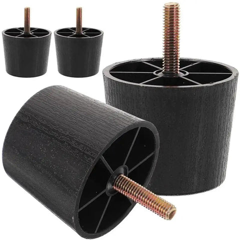 4 Pcs Screw On Furniture Levelers With Adjustable Feet Risers For Sofas, Beds, And Tables displayed on white background.