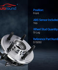2 Pack Front Wheel Hub Bearing Assembly With ABS For 2002 2005 Ford Explorer 2003 2005 Lincoln Aviator 5-Lug