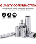 All In One 94 Piece One Quarter Inch And Three Eighth Inch Drive Socket Set With Ratchet Extension Bars And Universal Joint SAE And Metric