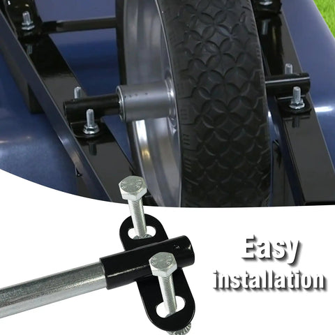 Heavy Duty Wheelbarrow Axle And Bracket Set Built Tough From Carbon Steel With 10x0.63 Inch Axle And 2.1x3.3 Inch Brackets
