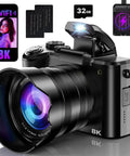 8K Ultra HD Vlogging Camera with WiFi, Autofocus and 88MP still photos, dual lens setup, 16X digital zoom, and touchscreen display