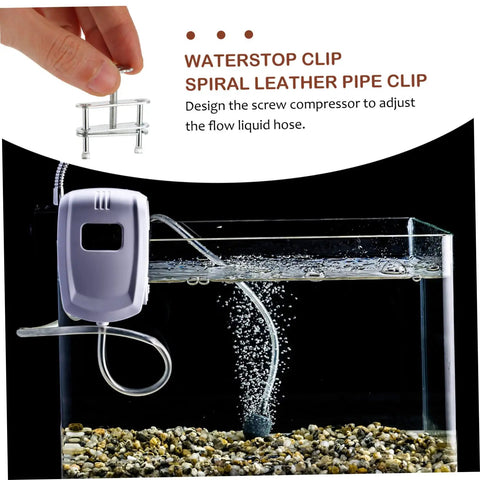 10 Pack Adjustable Screw Water Stopper Clamp demonstrating leak prevention in aquarium setup