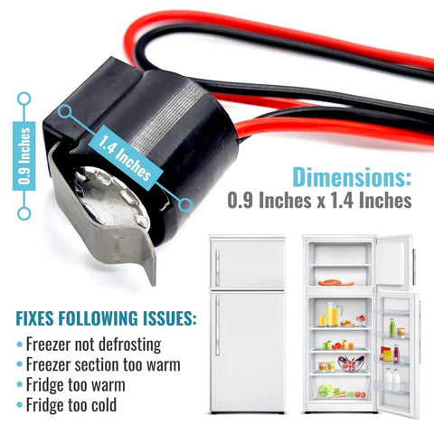 Fridge Defrost Thermostat Bimetal Replacement Part For Easy Install No Fuss Fixes Temperature Control Issues Fridge Too Warm Or Freezer Not Defrosting Fits Whirlpool WPW10225581 PS11750673 2149849 By DR Quality Parts dimensions and use shown