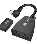 Outdoor Wireless Remote Control Outlet Kit Weatherproof Heavy Duty Power Strip With Dual 3 Prong Outlets 6 Inch Cord And 100 Foot Range ETL Listed 15A Plug And Play Ready For Indoor Or Outdoor Use