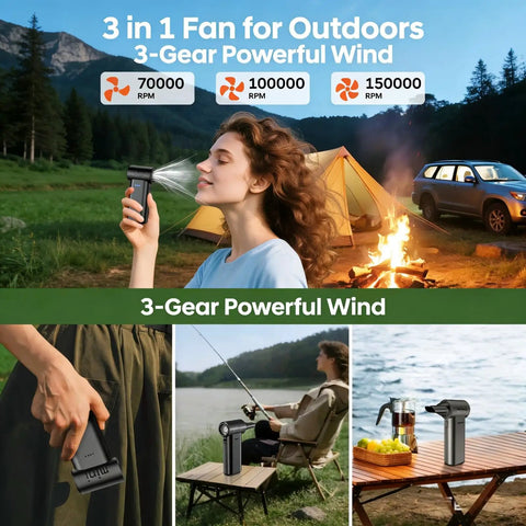 Electric Air Duster Turbo 150000 RPM With Three Gear Adjustable Mini Blower For Outdoor Use And Travel