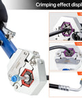 Hydra-Krimp 71500 Manual Air Conditioning Hose Crimper Kit showing before and after crimping effects on beadlock fittings.