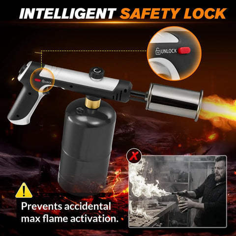 Propane Torch Gun With Adjustable Flame And Safety Lock For BBQ Grilling Camping And Searing Steaks Delivers 3272F High Heat
