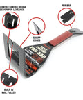Self Prying Pro Bar Salvage Wrecking And Demolition Tool with nail puller, sharp edges, and red handle on white background