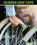 Non Slip Rubber Grip Tape With Enhanced Texture For A Secure Hold And Friction applied to a wheelchair wheel grip.
