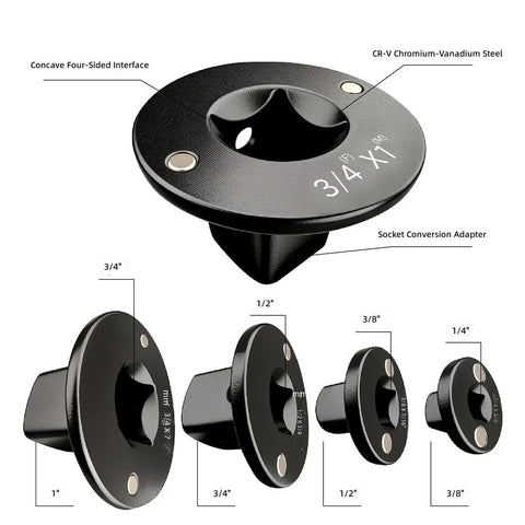 Premium Low Profile Socket Adapter Set With AntiWobble Rigid DualLock Base And Magnetic Reduction Extension Kit Perfect For Tough Auto Mechanic Repairs And Narrow Engine Bay Access Without The Stress Of Dropping Bits., CR-V steel socket conversion adapter 3/4 to 1/2 in