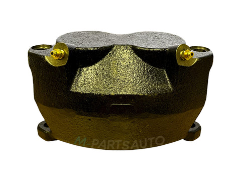 M-parts disc brake caliper for Dexter 10K/12K; dark cast metal with bleeder screws (Amazon)
