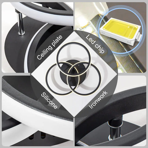 15.74 Inch Dimmable LED Flush Mount Ceiling Light With Remote Control 3000K To 6500K Three Color Dimming Circle Modern Chandelier close-up