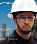 Man wearing 24 Pack Clear Safety Glasses With UV Protection And ANSI Z87.1, Scratch And Impact Resistant Protective Eyewear