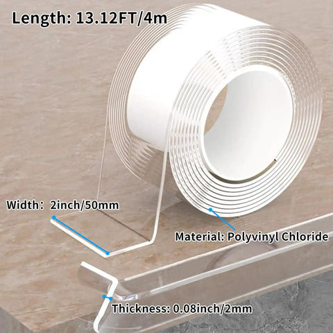 Straight Up Protection Ninja Soft Clear Edge Corner Protectors Baby Proofing Strips Peel And Stick, 13FT PVC tape roll on table.
