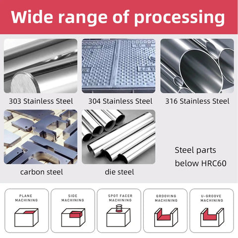 Set Of 3 Carbide Square End Mills 4mm 6mm 8mm 4 Flutes For Stainless Steel With Unequal Division Variable Helix And U Shaped Groove