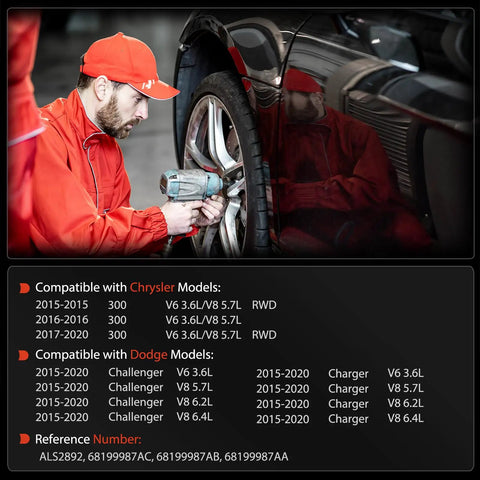 Technician installing Direct Bolt On Front Abs Wheel Speed Sensor For Chrysler 300 Challenger Charger 2015 To 2020 3.6l V6 5.7l V8.